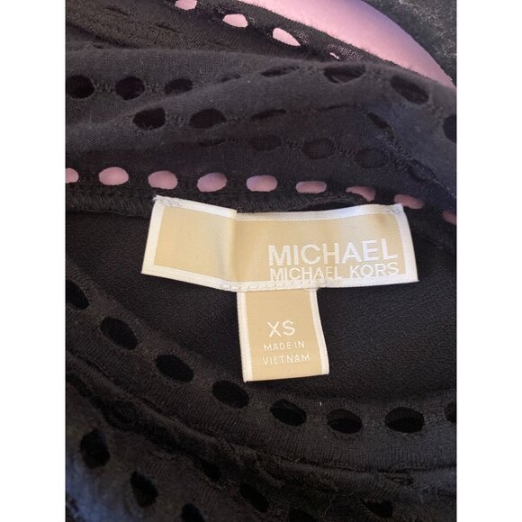 Michael Kors Black Dress With Eyelet Details & Short Sleeves Size XS - Picture 6 of 6